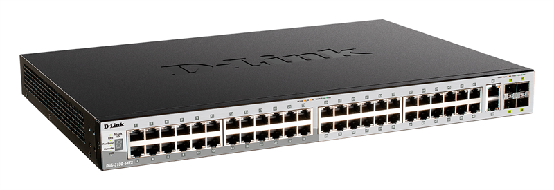 Коммутатор D-Link PROJ Управляемый L3 стекируемый PoE-коммутатор, 48x1000Base-T PoE, 2x10GBase-T, 4x10GBase-X SFP+, PoE-бюджет 370 Вт (740 Вт с DPS-700), защита от статического электричества до 6 кВ, CLI, порт у