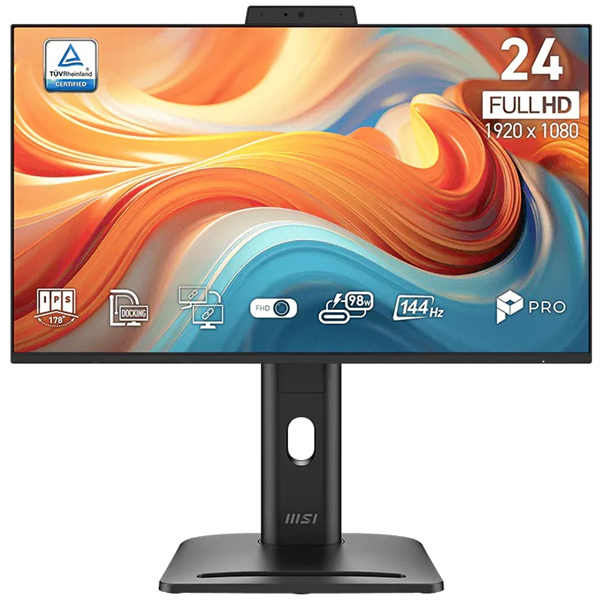 Монитор MSI PRO MP245PDG E14 23.8" 16:9 FHD(1920x1080) IPS Flat,1ms(MPRT),1300:1,100M:1,300nits,Webcam,HDMI,DP,Type-C,Type-B, 2xType A,LAN,Speaker,Tilt,Swivel,Height,Pivot,VESA,144Hz,Black,1y war-ty