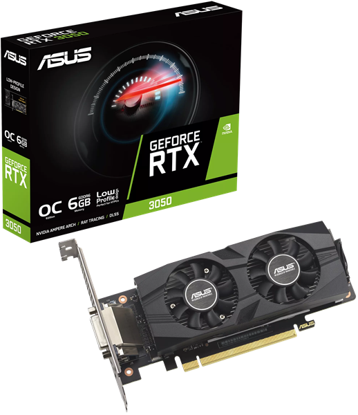 Видеокарта ASUS RTX3050-O6G-LP-BRK//RTX3050 DVI HDMI DP 6G D6; 90YV0KQ0-M0NA00