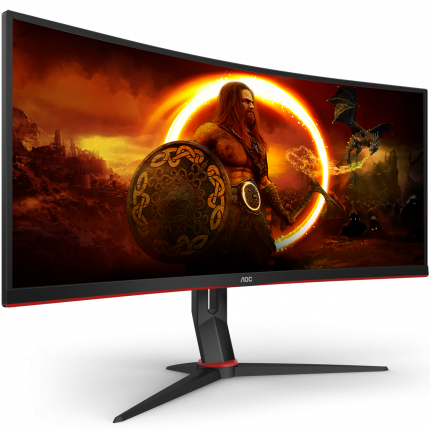 34" AOC CU34G2X Curved 3440x1440@144Hz VA LED 21:9 1ms 2*HDMI 2*DP 4*USB3.0 80M:1 178/178 300cd HAS Tilt Swivel Black-Red
