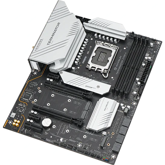 Материнская плата MAXSUN MS-Terminator Z790-A WIFI, LGA1700, Z790, 4*DDR5, 4*SATA3,4*M.2, USB 3.2, USB 2.0, Type-C, 1*PCIEx16, 1*PCIEx4, 1*PCIEx1, HDMI+DP, ATX