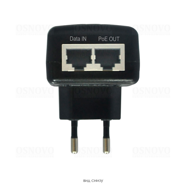 PoE-инжектор OSNOVO Midspan-1/151 PoE-инжектор Fast Ethernet на 1 порт. Соответствует стандартам PoE IEEE 802.3af. Автоматическое определение PoE устройств. Мощность PoE на порт - до 15.4W. Вх. 1 x RJ45(10/100 Bas