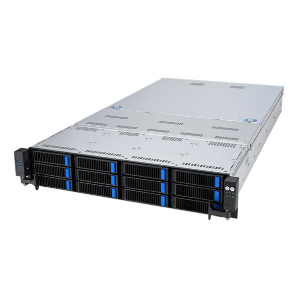 ASUS RS720-E11-RS12U 2U, 2x LGA4677, 32x DDR5(4800), 12x 3,5 (8xNVMe/SAS/SATA+4 NVMe/SATA), 2xM.2 slot 2280, 6x PCIe G5 x8 or 3 x PCIe G5 x16, up to 4 dual-slot GPUs, 1x OCP 3.0, 2x10Gbe RJ45, 2x2600W