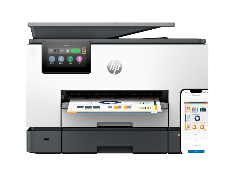 Струйное многофункциональное устройство HP OfficeJet Pro 9130b All-in-One (p/c/s/f, A4, 4800x1200dpi, 23/15ppm, 2trays 250+250, ADF35, USB2.0/Eth/Wi-Fi)