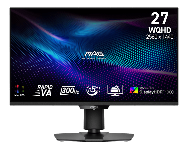 Монитор MSI MAG 274QPF X30MV 27" 16:9 WQHD(2560x1440) Rapid VA Flat, DisplayHDR 1000, 0.5ms, 5000:1, 100M:1, 400nits, 178/178, 2xHDMI 2.1, DP 1.4a, Tilt,Swivel,Height,Pivot,VESA,300Hz,Black,1y w-ty
