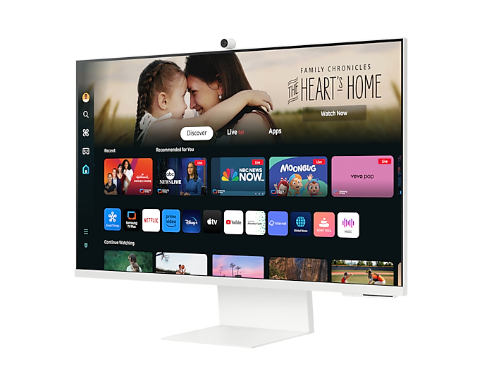 Монитор Samsung 32" Smart monitor M8 S32DM801UI VA 16:9 3840x2160x60Hz 4ms 400cd 3000:1 178/178 1млрд HDMI USB-C(65W) 2*USB 2.0 Spk10W Tizen HDR10+ sRGB 99% Tilt HAS Pivot Cam WiFi5 BT5.2 VESA White ПультДУ