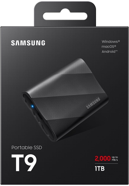Твердотельный накопитель SSD Samsung T9 External 1Tb BLACK USB 3.2 Type-C (MU-PG1T0B/WW) 1year
