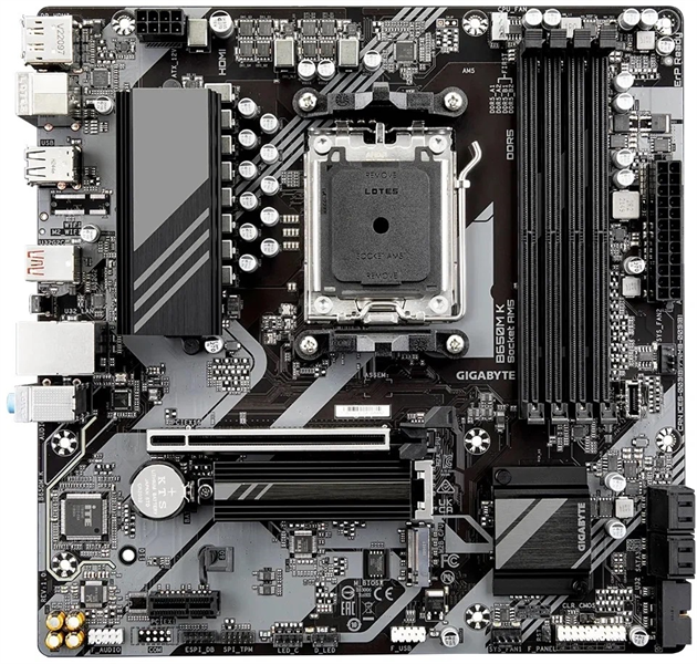 Материнская плата GIGABYTE B650M K, AM5, B650, 4*DDR5, 4*SATA, 2*M.2, 3*USB 3.2, 4*USB 2.0, Type-C, 1*PCIx16, 1*PCIx1, DP+HDMI, mATX