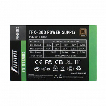 блок питания Powerman Power Supply 300W PM-300TFX 80+ Bronze with power cord 1.5m (8cm fan)