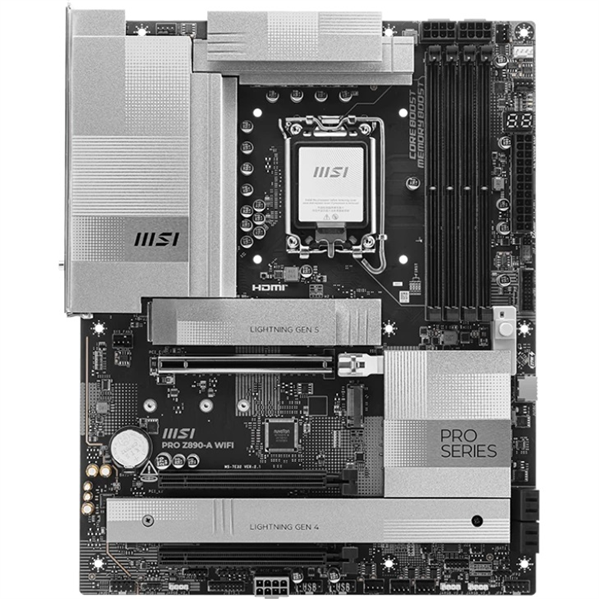 Материнская плата MSI PRO Z890-A WIFI, Z890, LGA1851, 4DDR5, 3PCIEx16,4M.2,4SATA3,2USB 4,1USB3.2 Gen2X2,4USB3.2