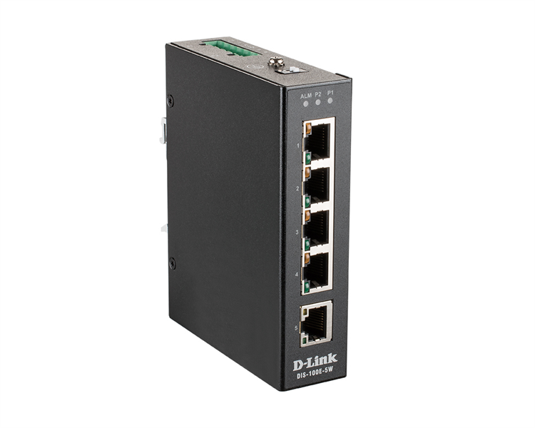 Коммутатор D-Link DIS-100E-5W/A1A, L2 Unmanaged Industrial Switch with 5 10/100Base-TX ports.1K Mac address, 802.3x Flow Control, Stand-alone, Auto MDI/MDI-X for each port, D-link Green technology, Metal case,