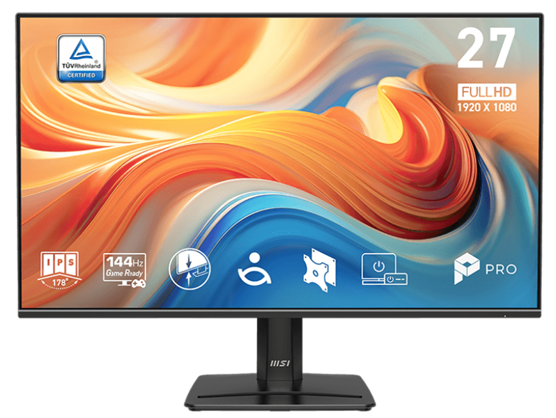 Монитор MSI PRO MP271 E14A 27" 16:9 FHD(1920x1080), IPS Flat, 4ms(GTG), 1500:1, 100M:1, 300nits, 178/178, HDMI 2.0, DP 1.4a, VGA, Speaker, Tilt, 144HZ, Black, 1y war-ty