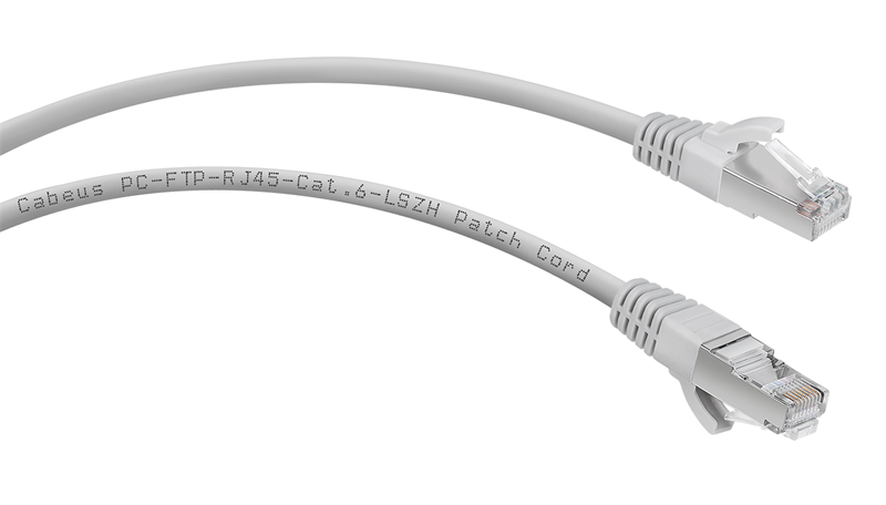 Патч-корд F/UTP, категория 6, 2xRJ45/8p8c, экранированный, серый, LSZH, 1м Cabeus PC-FTP-RJ45-Cat.6-1m-LSZH Патч-корд F/UTP, категория 6, 2xRJ45/8p8c, экранированный, серый, LSZH, 1м