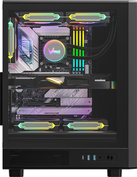 корпус Formula V Line MANA Dynamic Black AR, ATX, TYPE-C*1, USB3.0*2, FRONT 3x120mm ARGB, REAR 1x120mm ARGB