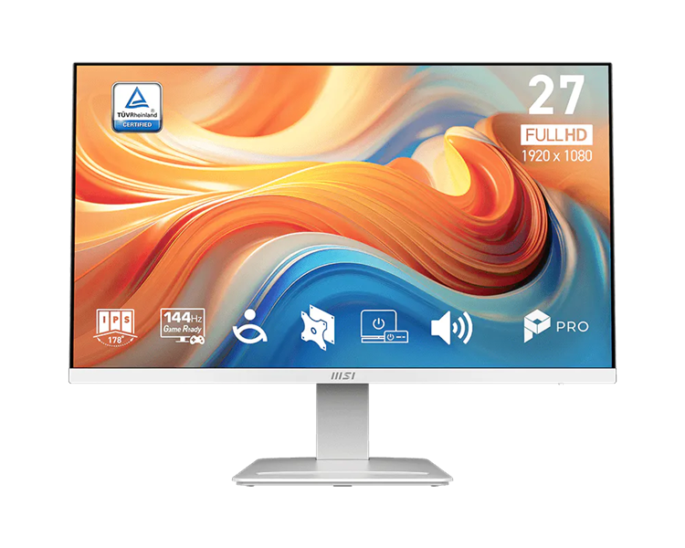 Монитор MSI PRO MP273W E14A 27" 16:9 FHD(1920x1080)IPS Flat,4ms(GTG),1500:1,100M:1,250nit,178/178,1xHDMI, 1xDP, 1xVGA,Tilt,VESA,144Hz,1y w-ty