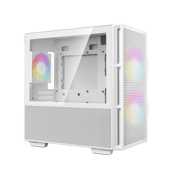 корпус Deepcool CH360 WH без БП, боковое окно (закаленное стекло), 2x140мм ARGB LED вентилятор спереди и 1x120мм ARGB LED вентилятор сзади, белый, mATX (R-CH360-WHAPE3-G-1)