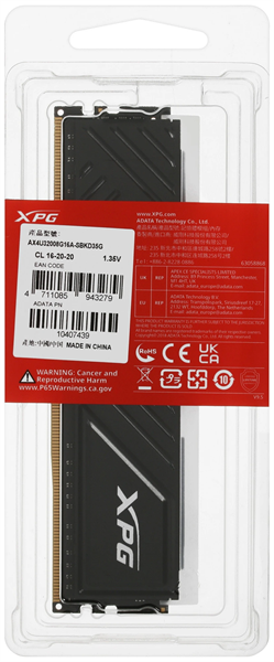 Оперативная память ADATA SPECTRIX D35G DDR4 DIMM 8GB 3200MHz 1*8GB 16-20-20 BLACK SINGLE TRAY RGB