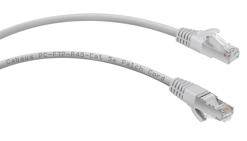 Патч-корд Cabeus PC-FTP-RJ45-Cat.5e-1m Патч-корд F/UTP, категория 5е, 2xRJ45/8p8c, экранированный, серый, PVC, 1м