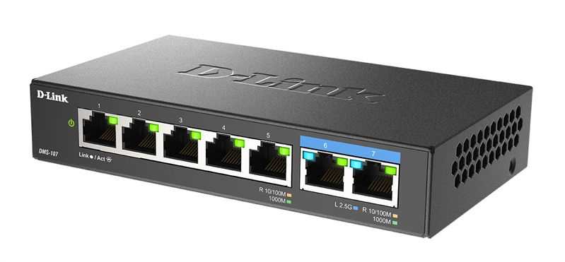 коммутатор D-Link Коммутатор, 5x1000Base-T, 2x2.5GBase-T, корпус металл