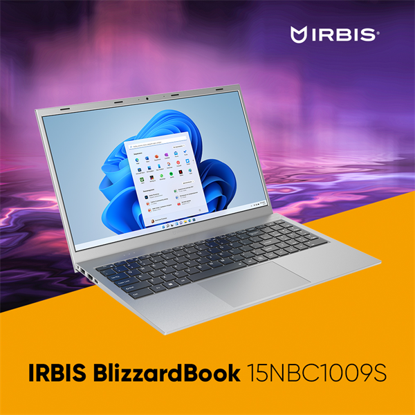 IRBIS Blizzard 15NBC1009 AMD Ryzen R7 5825U, 15.6"LCD 1920*1080 IPS 16GB sodimm +512GB SSD, AC wifi, Front camera:2MP, 5000mha battery, A METAL USB TYPE C , M.2 port *2 Windows 11 Pro RUS/Silver