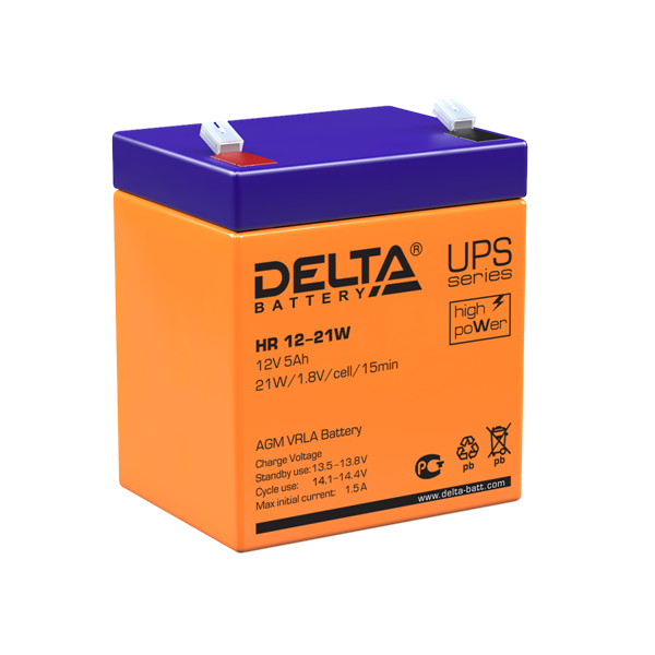АКБ Delta Аккумуляторная батарея для ИБП HR 12-21W (12V / 5Ah) (4614010630002)