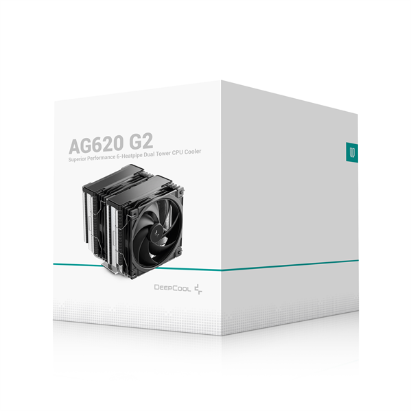 Кулер для процессора DEEPCOOL AG620 G2 LGA1954/1851/1700/AM5/AM4 (9шт/кор, TDP 270W, PWM, DUAL Black Fan 120mm, 6 тепл. трубок, черный) RET (R-AG620-BKNPMG2-G)