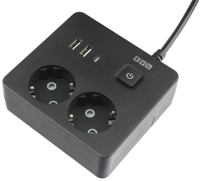 Сетевой фильтр Power Cube сетевой фильтр c USB, форма квадрат, 1,9 метра, USB-порты:Type-A: 2 шт,Type-C: 1 шт.зарядка 3.5А/20вт, 2 розетки с заземлением, 16А/3,5кВт, cечение провода: 3х1,0мм2, черный, 2 года гаранти