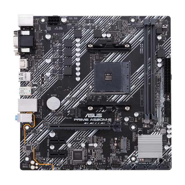 Материнская плата ASUS PRIME A520M-E/CSM, AM4, A520, 2*DDR4, 4*SATA, 1*M.2, 5*USB 3.2, 2*USB 2.0, 1*PCIx16, 2*PCIx1, DVI-D+D-Sub+HDMI, mATX; 90MB1510-M0EAYC