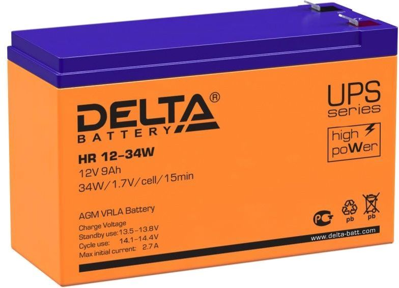 АКБ Delta Аккумуляторная батарея для ИБП HR 12-34 W (12V / 9Ah) (4614010630004)