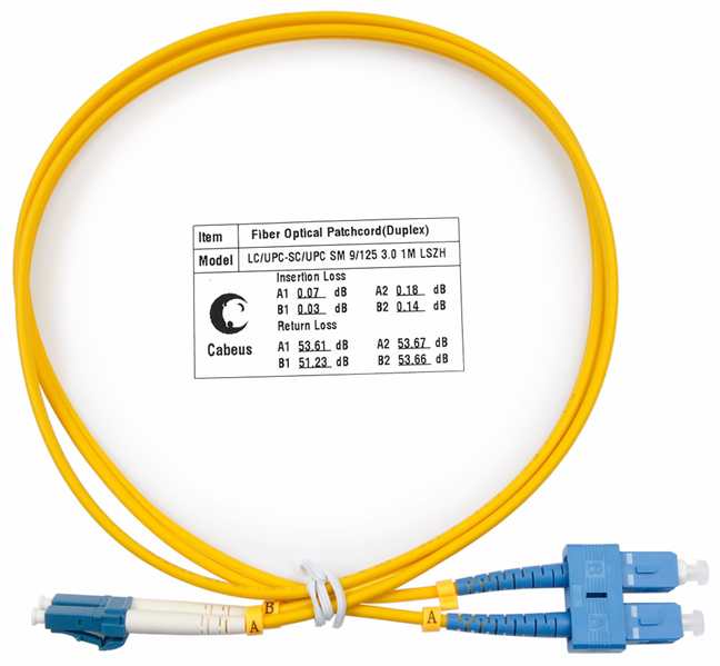 Патч-корд ВО Cabeus FOP(d)-9-LC-SC-1m Шнур оптический duplex LC-SC 9/125 sm 1м LSZH