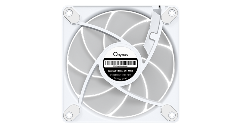 Вентилятор для корпуса Ocypus Gamma F12 Elite WH ARGB, 120x120x25mm, 4-PIN PWM, 600-1800 RPM, 26 DBA MAX, HYDRO BEARING