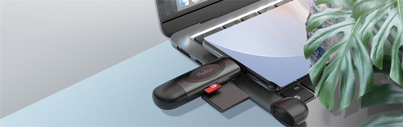 Кардридер Netac card reader WK14, USB3.0+Type-C to mSD/SD, Black (repl. NT09WK14-30BK) (незначительное повреждение коробки)