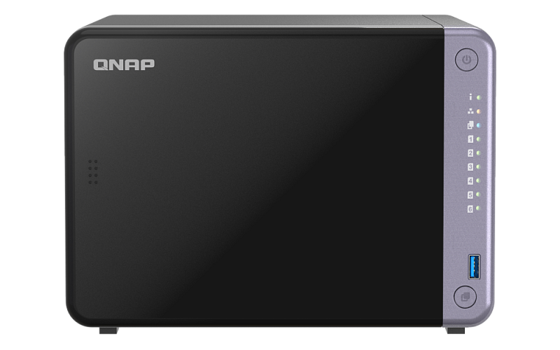 система хранения данных QNAP SMB QC 2GhzCPU/4Gb/upto 6HDD, up to 22 with TL-D1600S/SATA(3,5" 2,5")/ 2xUSB3.2/1xHDMI/1xExp.slot/2x2,5Gb 2x10Gb(SFP+)/iSCSI/1xPS/2YW