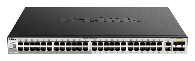 Коммутатор D-Link PROJ Управляемый L3 стекируемый PoE-коммутатор, 48x1000Base-T PoE, 2x10GBase-T, 4x10GBase-X SFP+, PoE-бюджет 370 Вт (740 Вт с DPS-700), защита от статического электричества до 6 кВ, CLI, порт у