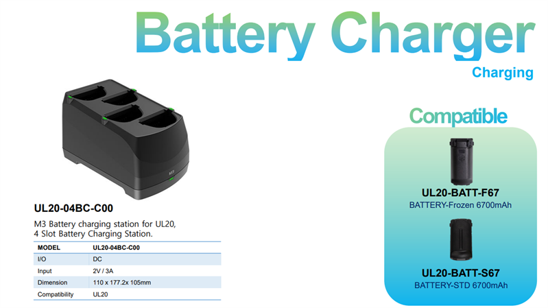 Четырехслотовый зарядный кредл для аккумуляторов M3 Mobile ASSY: UL20/UL30 Battery charging station, 4 Slot?Battery Charger. Requires power supply (UL20-PWSP-2XX; sold separately)