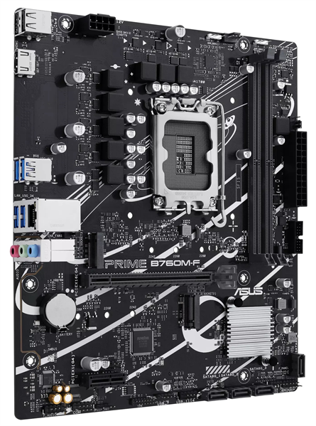 материнская плата ASUS PRIME B760M-F, LGA1700, B760, 2*DDR5, 4*SATA, 2*M.2, 4*USB 3.2, 2*USB 2.0, 1*PCIx16, 1*PCIx1, HDMI+DP, mATX; 90MB1IK0-M0EAY0