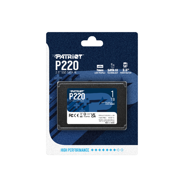 Твердотельный накопитель Patriot SSD P220 1TB SATA3 2.5" R550/W500 TBW 480TB 3D NAND